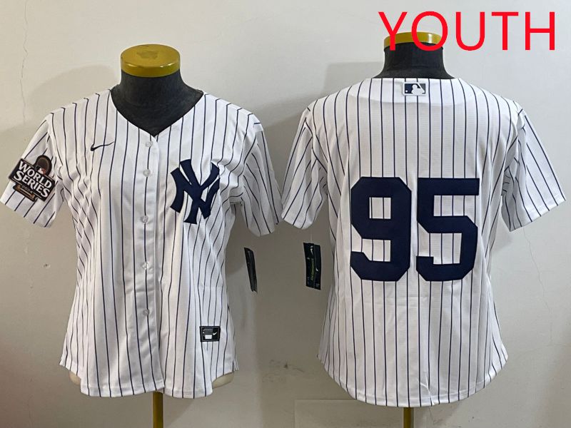 Youth New York Yankees #95 No Name White Stripe Game 2025 Nike MLB Jersey style 3